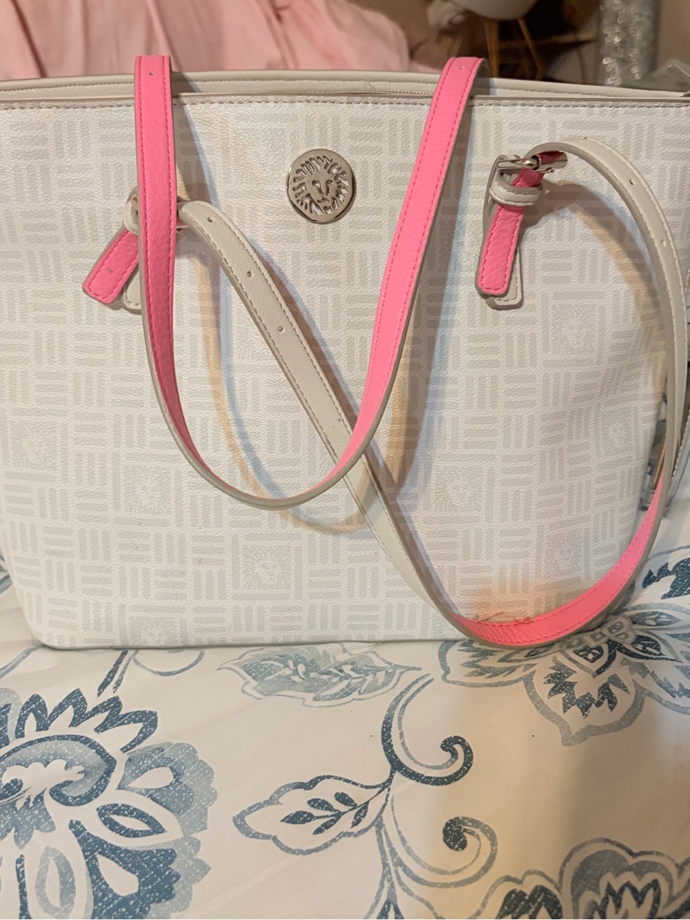 Anne Kline  Tote Bag with Pink Trim - Women's Everyday Shoulder Tote